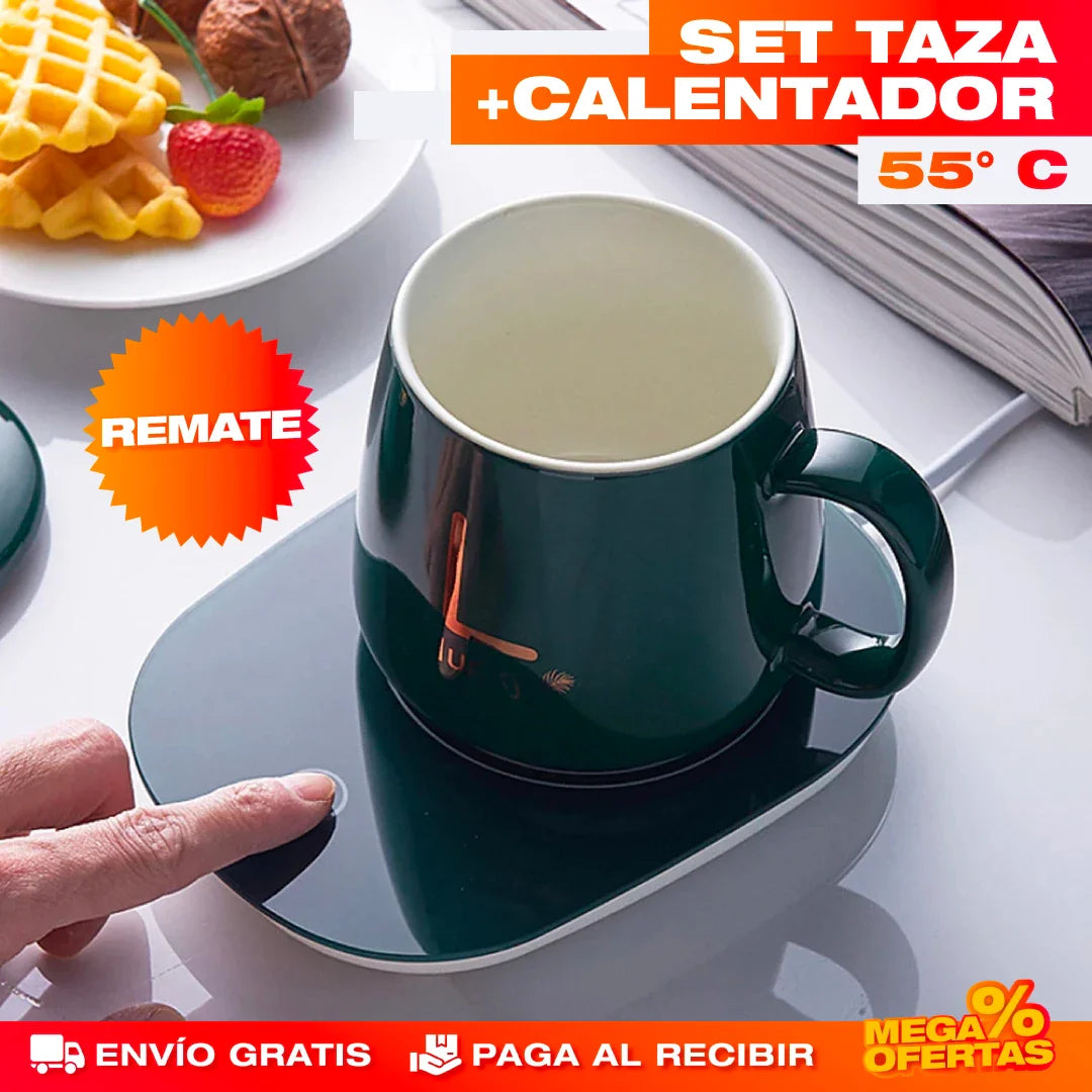 SET TAZA + CALENTADOR DE LUJO